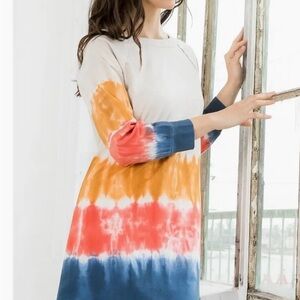 THML Multicolor Tie-Dye Long Sleeve Dress